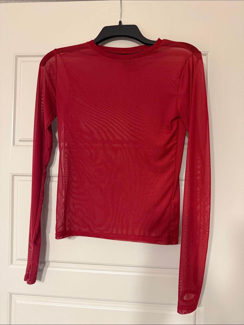 Girrlscout Red Sheer Long-Sleeve Women's Top